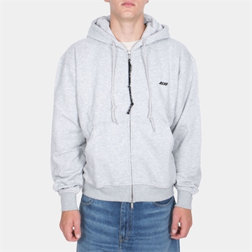 Alis Aaron Hoodie W/Zipper & Logo Grey Melange